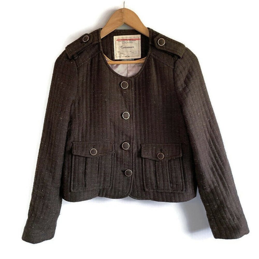 Anthropologie Cartonnier Brown Tweed Blazer Jacket